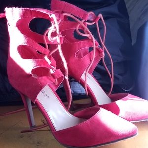 Breckelle"s diva high. Lace up Heels